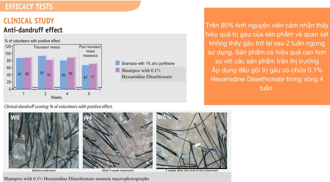 Hiệu quả trị gàu của Hexamidine Diisethionate 